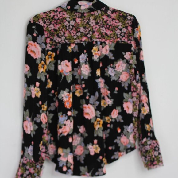 Free People Hold On To Me Floral Long Sleeve Blouse Size Small - Picture 8 of 9